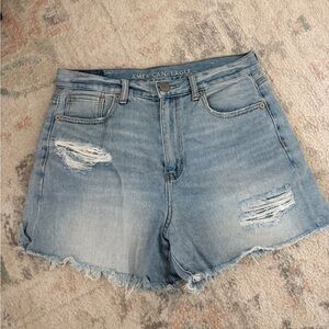American Eagle Outfitters Light Blue Distressed Jean Shorts